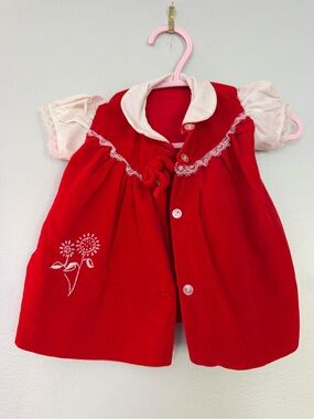 Vintage Kids Red Velvet Dress